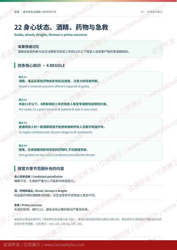 手册样张：酒精与药物